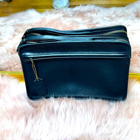 Vintage 1970’s COACH Clutch Black Leather w/ pocket - Picture 3 of 10